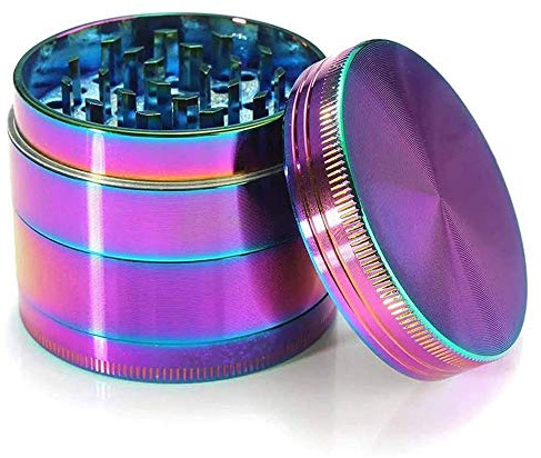 Pollen Grinder | Ø 40mm Stainless Steel Grinder | Grinder with Magnetic lid | Spice Herbs Spices Herb | Pollen Scraper | Does not Stick | Nylon Ring (Color : Rainbow)