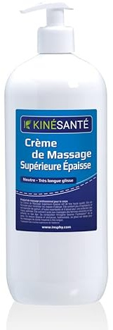 KINÉSANTÉ – Crème de Massage Supérieure Neutre Très Longue Glisse 1000 ml | Texture Épaisse | Usage Professionnel | Sans Parfum | Fabriqué en France