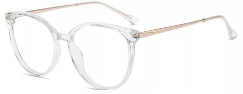 Firmoo Blaulicht Brille ohne Sehstärke Damen Herren, Runde Blaulichtfilter Computer Brille gegen Kopfschmerzen, Entspiegelt, UV-Schutz (Transparent-1) | Übergroß Anti-Glanz Entspiegelte Blaulichtfilter Brille Bildschirme