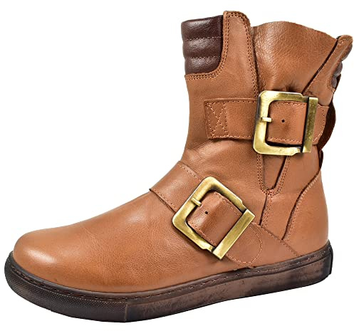 Andrea Conti Damen Stiefeletten Leder große Schnallen dunkle Laufsohle 0348791, Größe:41 EU, Farbe:Braun