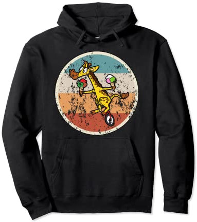Einrad Fahrrad Giraffe Vintage Retro Pullover Hoodie