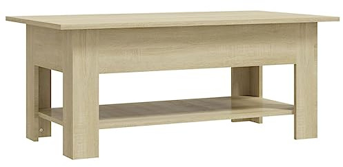 vidaXL Coffee Table Home Living Room Office Furniture Modern Rectangular End Accent Sofa Couch Side Tea Table with Storage Shelf Sonoma Oak Chipboard