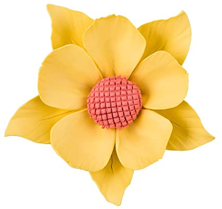 TURSGYZ Escultura Artesanal de Flores Amarillas de cerámica Arte de la Pared Decoración 3D hogar Sala de Estar Oficina Regalo de Boda 15cm