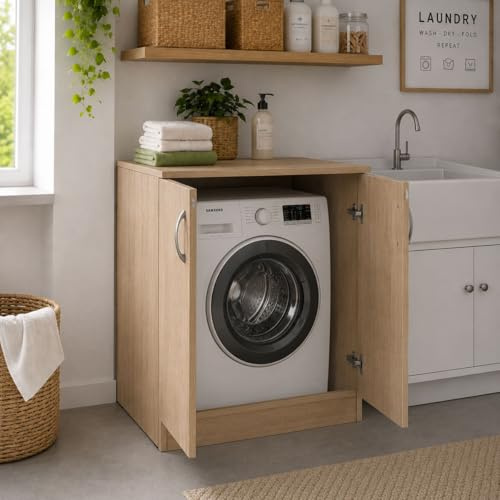 Yellowshop - Mobile coprilavatrice o asciugatrice 2 ante Prime bianco, rovere olmo o rovere well (Rovere Well)