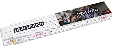 2 Meter Zollstock bedrucken mit Text und Foto - Einseitig bedruckter Zollstock mit Namen und Bild personalisierte Geschenke für Handwerker | Buchenholz, Hintergrund Weiß