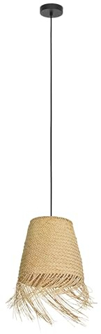 EGLO Hängelampe Aycliffe, 1-flammige Pendelleuchte Esstisch | Esszimmerlampe im Boho Design mit Lampenschirm aus Seegras in Natur, Hängeleuchte mit E27 Fassung
