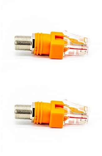 Keisnoaja Adapter 2 Stück, RJ45 auf F Koaxial-Stecker, elektronische Kabelverbindung für Monitor und andere Geräte