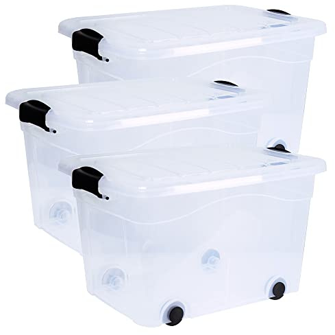 Siena Home Aufbewahrungsbox 20l 3 er Set Anzio mit Rollen