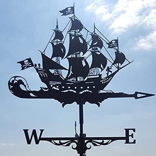 CAZARU Wetterfahnen für Dächer, Wetterfahne, Piratenschiff, kreative Segelboot-Skulpturen, Wetterfahne, Outdoor-Gärten, Wetterfahne, Eisenkunst, Wetterfahne, Beschichtung von Häusern, Terrassenrasen