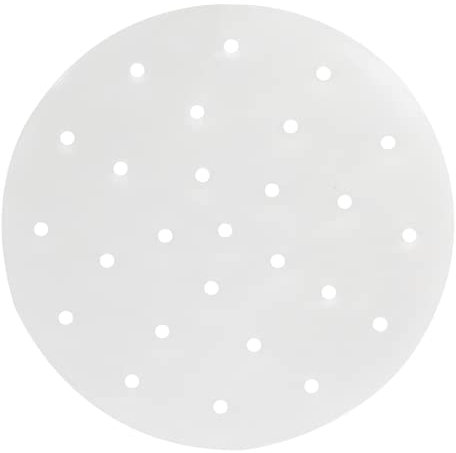 Cionyce 100 Stück Dumpling Papier Bambus Dampfpapier 22,9 cm Dampfkorb Einlagen mit Löchern, Pergamentpapier zum Luftbraten, Backen