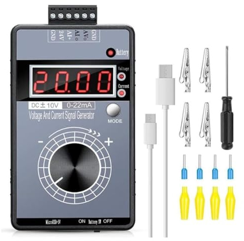 Générateur de Signal Portable, 0-10V 0-22mA Générateur de Signal de Courant de Tension, Calibrateur de Source de Signaux Analogiques, Ajustable Simulateur Analogique de Tension et de Courant Réglable