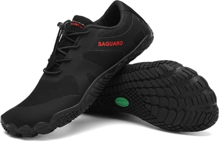 SAGUARO Barfußschuhe für Herren Barfuss Schuhe Damen Zehenschuhe Traillaufschuhe Wide Toe Box Fitnessschuhe Barefoot Shoes Mit Zero-Drop Solhe Tief Schwarz,Gr.40