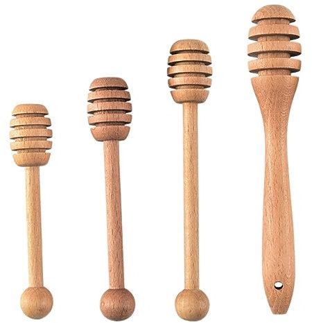 BESTonZON 4piezas Cuchara para Miel Palito para Cucharas De Madera Prácticas para Miel Agitadores Creativos De Color Tronco
