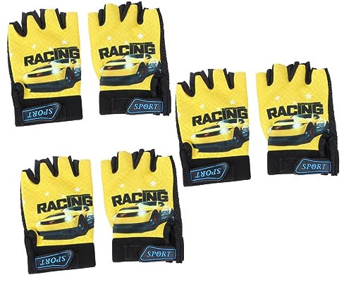 Toddmomy 3stücke Half Finger Kinderhandschuhe Mit Coolem Auto-Muster Atmungsaktive Und rutschfeste Fahrradhandschuhe Für Jungen Und Mädchen Für Radfahren Laufen Und