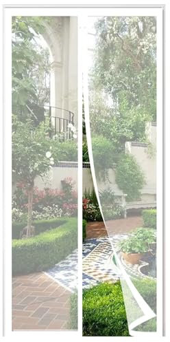 Fliegengitter Balkontür, Tür fliegengitter Magnet 75x180cm Kinderleichte Klebemontage Ohne Bohren Fliegengitter tür Magnet für Türen/Patio/Windows,Weiß