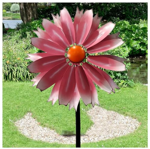 WindmüHlen Garten 149cm Groß Windrad Edelstahl Edelstahl Kugellager WindräDer Aus Metall Wetterfestes Gartendeko,Pink