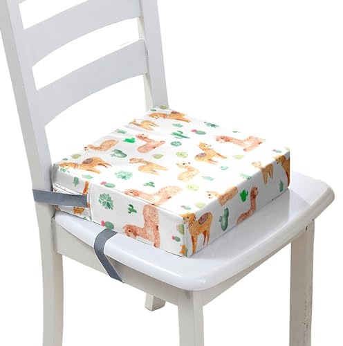 FANSU Kinder Sitzkissen Sitzerhöhung Stuhl, Alpaka Druck Baby Kind Sitzkissen Quadrat Zerlegbar Kleinkinder Esszimmerstuhl ErhöHen Pad Esszimmer Boostersitze (Kaktus,40x40x10cm)