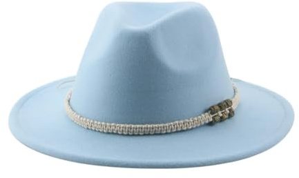 SOYNIA Fedora Trilby Filzhut Hut Hüte Für Damen Fedora Gefilzt Herrenhut Panama Lässig Vintage Western-Cowboy-Kette Breite Krempe