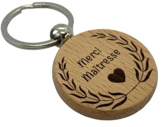 Porte clé en bois gravé Merci Maitresse, cadeau fin d'année scolaire, maitresse Nounou Atsem, porte-clés école, cadeaux enseignant, idée professeur, remerciement,