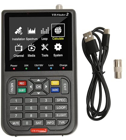 V8 Finder Satellite, Misuratore di Segnale Satellitare Digitale Display da 3,5 Pollici, DVBS2X DVBS2 Ricevitore DVBS Satellite Finder H.264 MPEG2 MPEG4