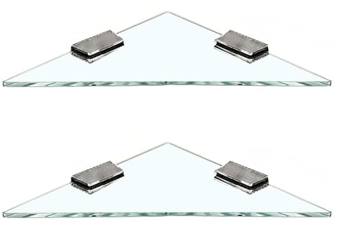 Melairy Glas Eckregal Halterung Wandmontage Duschregal Glasregal Edelstahl SUS304 Glas Badregal für Bad Küchen Balkon(2 Stück)