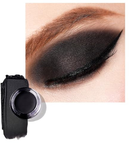 Oulac Ombretto Matte Nero | Texture Fine Altamente Pigmentata Eyeliner | Impermeabile e a Lunga Durata | Trucco per Occhi Fumosi Sfumabile e Senza Pieghe | Vegan | 06g (CM01) Noir