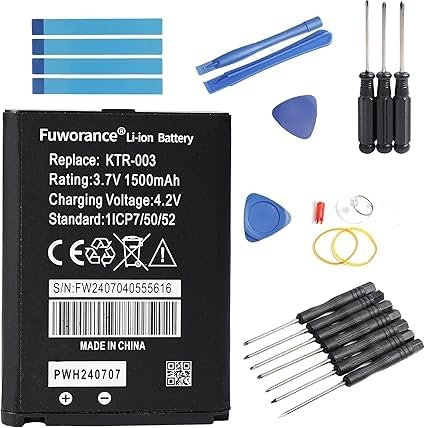 Fuworance 1500mAh 3.7V Batterie Compatible avec Nintendo MWH710A01, New 3DS, NN3DS Compatible avec Switch KTR-003 Console de Jeu Batterie Li-ION de Remplacement avec des Outils de Réparation