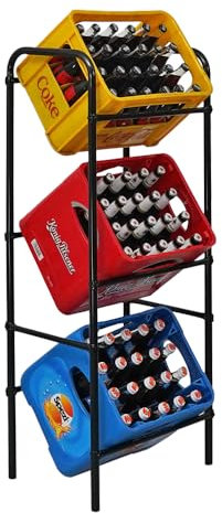 PROREGAL Getränkekistenregal AMMERSEE HxBxT 116x50x33cm, 3 Kisten auf 3 Ebenen, Schwarz, Schraubregal Grundregal Kistenregal Getränkeständer Kistenständer