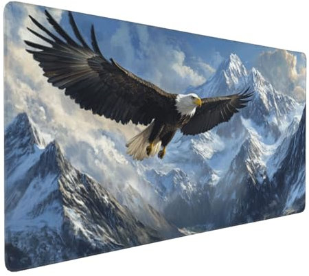 Gaming Mauspad XXL Schneeberg Mousepad 1000x500x4mm Adler Verlängertes Mauspad Schreibtischauflage,Genähte Kanten Mauspad,Verbessert Präzision Geschwindigkeit Wasserdicht Geeignet für Büro und Spiele