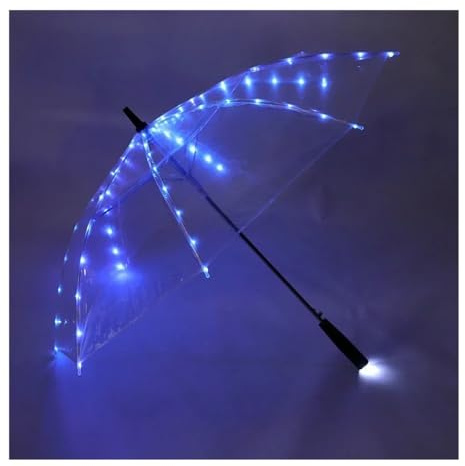 EUYIMOMO 4 färger led-paraply, LED-paraply, genomskinliga paraplyer med ficklampa, för bröllopsfotografering, födelsedagsfest, julklappar (stil B)
