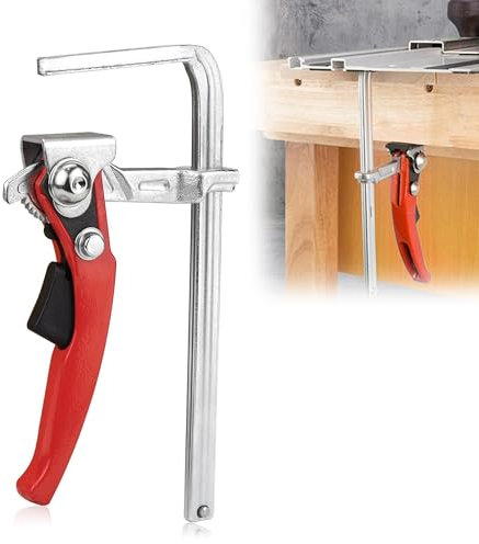 Schraubzwingen Führungsschiene 160 x 60 mm: Führungsschiene Zwinge Ganzstahl Tischzwinge zum Schleifen Schneiden mit 160mm Kapazität und 60mm Kehlentiefe (Rot 1)