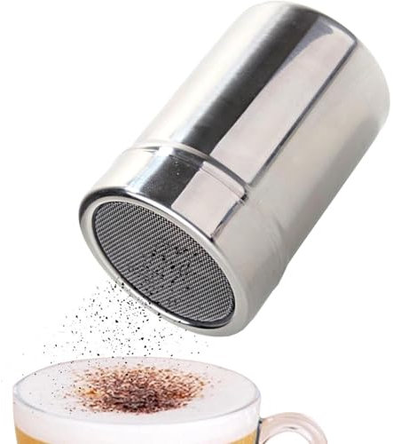 Feinmaschiger Streuer – Mehlstreuer | Pulverstreuer mit Deckel | Edelstahl-Staubwedelsieb | Puderzuckerstreuer | Dredge Shaker | Mehlsieb für Zuckergusspulver | Schokoladenstreuer | Mehlsieb zum