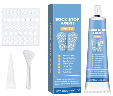 Sockenstopper, Anti-Rutsch-Kleber, 50 ml, Sockenstopper, Rutschfester Klebstoff, transparent, Sockenstopper, Rutschfester Stoff, Textil, Flüssigfarbe, Sohlengriffschutz, Anti-Rutsch-Sockenstopper für