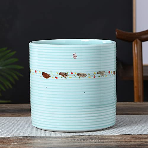 CWCQGH Pot de Fleur en céramique Peint à la Main Pie grimpante Prunier Pot de Fleur orchidée Plante Suspendue Balcon Bureau Style Chinois Plante Verte Fleurs