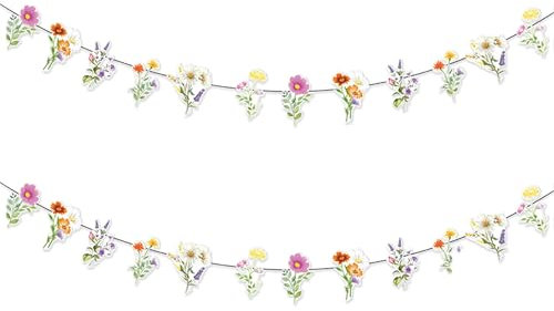 guirnalda de flores banderola de fiesta de flores de primavera flores silvestres de papel floral banner para pared cumpleaños jardín de primavera fondo de boda decoración interior exterior