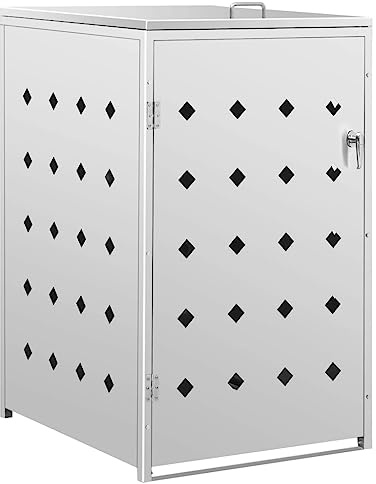 Emmtore Mülltonnenbox,Müllbox Mülltonnenverkleidung,Mülltonne Mülltonnenbox Müllcontainer Gerätebox Edelstahl Silbern Mülltonnenbox,1 Tonne*240L