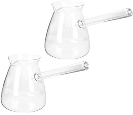 Gatuida Glass Coffee Pot and Household Glass Teapot 450ml Side Handle Coffee and Tea Kettle Set for Stovetop Brewing and Milk Heating 2pcs