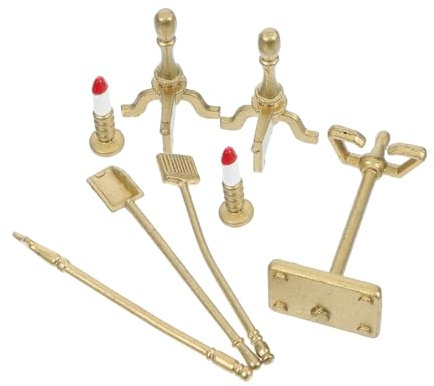 INOOMP 1ensemble Accessoires De Cheminée Miniature pour Maison De Poupées Outils De Feu Porte-Bougie Et Décorations De Scène