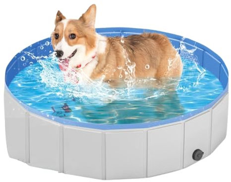 Piscina for cani, portatile, pieghevole, in PVC, for cani di taglia grande, media e piccola.(Light gray,32 * 8 in)