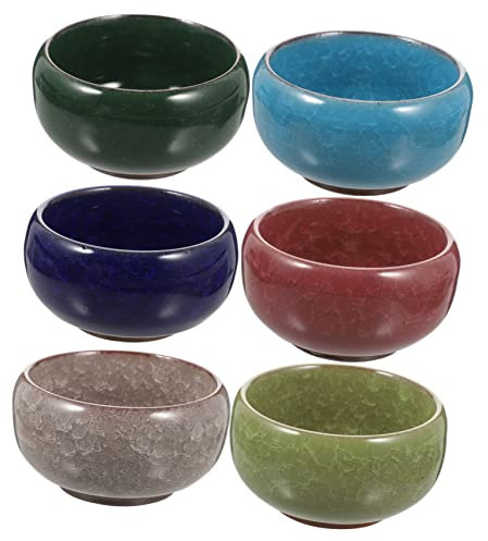 Hemobllo 6 Piezas Macetas de Cerámica Suculentas de Macetas con Drenaje Colores Decoración de Oficina Interiores