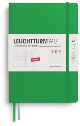 LEUCHTTURM1917 372762 veckoplanerare medium (A5) 2026, Spring Leaf, engelska