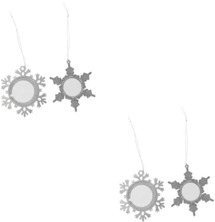 Vaguelly 2 Sätze Weihnachtsanhänger Metall Schneeflocken Foto Rahmen Pendants Für DIY Silberne Weihnachtsdekoration Für Persönliche Und Bastelprojekte 2 Stücke * 2