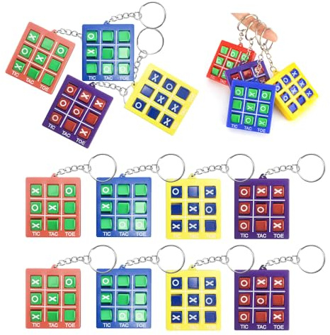 GIDWRIY 12 Stück Tic Tac Toe Spiel Schlüsselanhänger Kinder,Mini Tic Tac Toe Kindergeburtstag,Mitgebsel Schlüsselanhänger Brettspiel,Tragbare Schlüsselanhängers Spielzeug für Jungen Mädchen