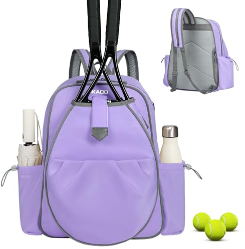 JKAOO Tennis Bags for Women, Waterproof Tennis Sling Crossbody Shoulder Backpack Holds 2 Rackets, Tennis Racket Bag for Pickleball Badminton (Purple)