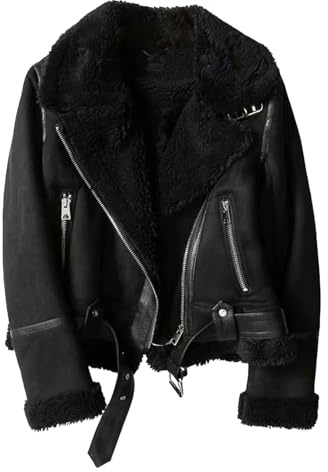 Chaqueta de piel sintética para mujer, chaqueta de esquilar, parka con forro grueso, abrigo piel oveja para invierno, cuero, abrigos invierno 2025