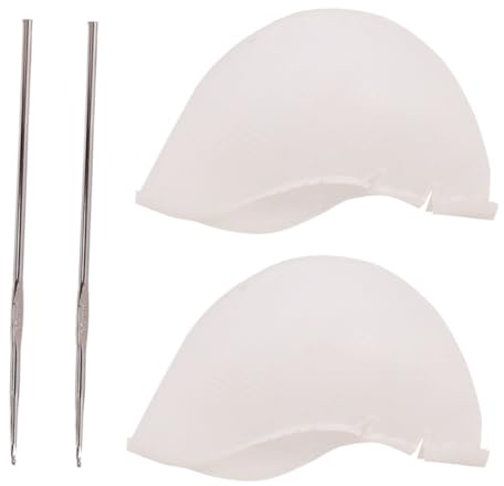 CIYODO 2 Set Silicone Hair Coloring Highlight Caps with Crochet Needle Portable Comfortable Salon Hair Dyeing Tools for DIY Highlights and Strands at Home Professional Use