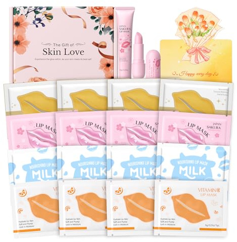 BeauBase Labios Mascarilla Hidratante de Colágeno, 18 Unidades Kit Mascarillas Labios, para Hidratante Reduce Líneas Finas y Protege Labios Secos o Agrietados