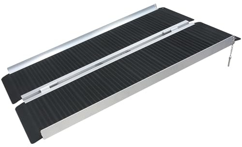 Rampa per Sedia a Rotelle, Rampa per Disabili a Rotelle per Casa in Lega di Alluminio con Cerniera Completamente Saldata per Soglie, Porte, Scale, Marciapiedi, Scooter(74x61 cm/29x24 in)
