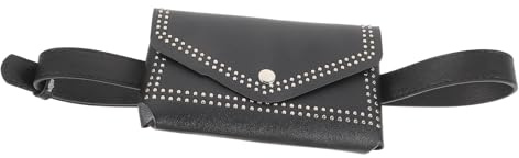 ibasenice Paquet Banane Décoratif Punk pour Femmes en Cuir Noir Ceinture Cloutée, Paquet Multifonction Porté en Bandoulière pour Fêtes et Tenues Élégantes