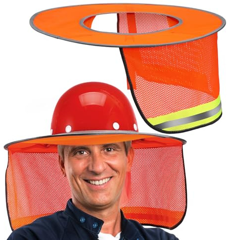 Toddmomy Visera para Casco de Seguridad 2 Piezas, ala Completa Transpirable en Naranja Fluorescente, Protección Solar Duradera para Construcción y Uso en Exteriores